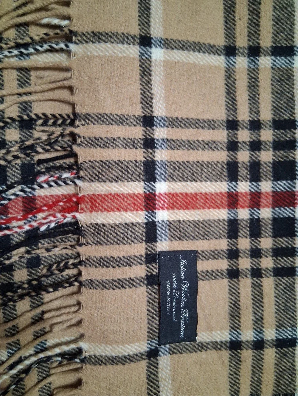 tartan plaid 100% Lambswool Italian Woollen Treasures winter neck scarf, Fringes